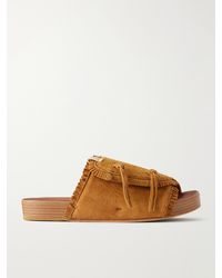 Visvim - Christo Shaman Folk Suede Slides - Lyst