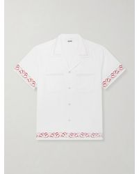Bode - Cherry Lane Camp-collar Embroidered Cotton-poplin Shirt - Lyst