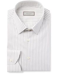 Canali - Striped Cotton And Silk-blend Shirt - Lyst