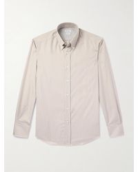 Brunello Cucinelli - Slim-fit Button-down Collar Checked Cotton Shirt - Lyst
