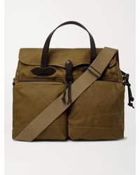 Filson 24-hour Leather-trimmed Coated-canvas Briefcase - Brown