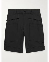 Burberry Straight-leg Wool Grain De Poudre Cargo Shorts - Black