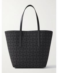 Loewe - Leather-trimmed Logo-jacquard Canvas Tote Bag - Lyst