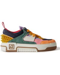 Christian Louboutin - Astroloubi Spiked Leather And Mesh Sneakers - Lyst