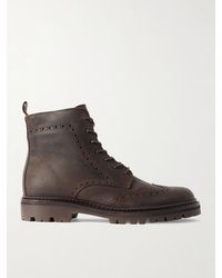 MR P. - Jacques Waxed-Leather Brogue Boots - Lyst