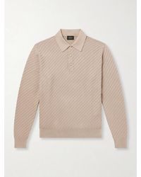 Brioni - Woven Cotton, Cashmere And Silk-Blend Polo Sweater - Lyst