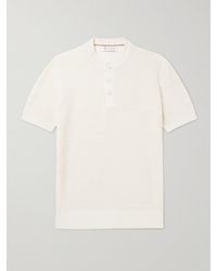 Brunello Cucinelli - Ribbed Linen And Cotton-blend Henley T-shirt - Lyst