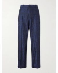 Blue Blue Japan - Straight-Leg Cotton-Blend Jacquard Trousers - Lyst