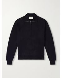 Ami Paris - Logo-Embroidered Cotton-Jersey Half-Zip Sweatshirt - Lyst