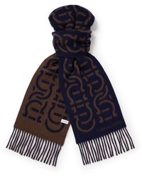 Ferragamo - Fringed Jacquard-knit Wool And Cashmere-blend Scarf - Lyst