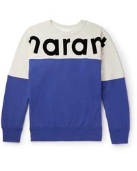 Isabel Marant - Sporty Logo-flocked Colour-block Cotton-jersey Sweatshirt - Lyst