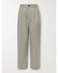 Agolde - Slater Straight-Leg Pleated Cotton-Twill Trousers - Lyst