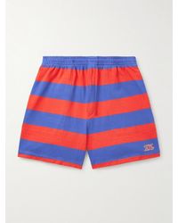 Bode - Clubhouse Wide-Leg Logo-Embroidered Striped Cotton-Jersey Shorts - Lyst