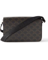 Celine - Triomphe Mini Leather-Trimmed Logo-Print Coated-Canvas Messenger Bag - Lyst