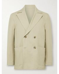 STÒFFA - Unstructured Double-Breasted Washed-Linen Blazer - Lyst