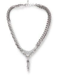 Alexander McQueen - Skull Silver-tone And Faux Pearl Chain Necklace - Lyst