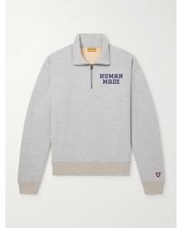 Human Made - Logo-Print Cotton-Jersey Half-Zip Sweatshirt - Lyst
