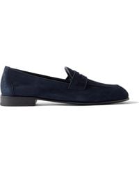 Brioni - Suede Penny Loafers - Lyst