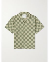 STORY mfg. - Greetings Camp-collar Logo-embroidered Checked Organic Cotton Shirt - Lyst