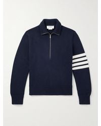 Thom Browne - Striped Wool Half-Zip Sweater - Lyst
