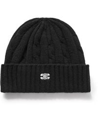 Celine - Logo-Embroidered Cable-Knit Cashmere Beanie - Lyst