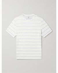Brunello Cucinelli - Gestreiftes T-Shirt aus einer Leinen-Baumwollmischung - Lyst