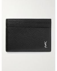 Saint Laurent - Tiny Cassandre Logo-Appliquéd Full-Grain Leather Cardholder - Lyst