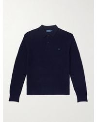Polo Ralph Lauren - Logo-Embroidered Waffle-Knit Wool And Cotton-Blend Polo Sweater - Lyst