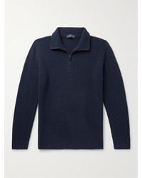 Thom Sweeney - Ribbed Merino Wool And Cashmere-blend Half-zip Sweater - Lyst