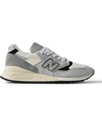 New Balance - 998 Leather And Rubber-trimmed Suede And Mesh Sneakers - Lyst