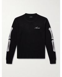 Amiri - Bones Logo-embroidered Waffle-knit Cotton T-shirt - Lyst