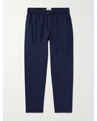 Folk - Assembly Cropped Tapered Washed Cotton-piqué Trousers - Lyst