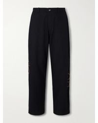 Kartik Research - Straight-Leg Pleated Bead-Embroidered Wool Trousers - Lyst