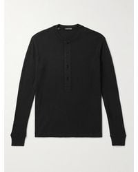 Tom Ford - Slim-Fit Ribbed Cotton And Modal-Blend Jersey Henley T-Shirt - Lyst