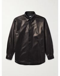 A.PRESSE - Leather Shirt Jacket - Lyst