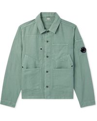 C.P. Company - Logo-appliquéd Cotton And Linen-blend Overshirt - Lyst