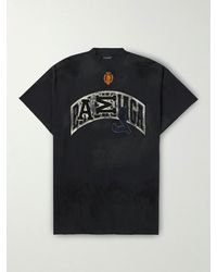 Balenciaga - T-shirt oversize in jersey di cotone effetto invecchiato con logo applicato - Lyst
