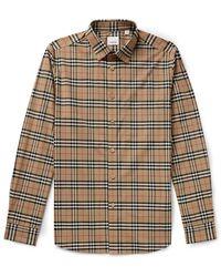 Burberry - Small Scale Check Stretch Woven Shirt - Lyst