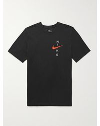 Nike Logo-print Dri-fit Cotton-blend Jersey T-shirt - Black