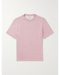 Brunello Cucinelli - T-shirt in jersey di misto lino e cotone fiammato - Lyst