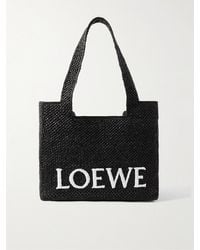 Loewe - Medium Logo-embroidered Raffia Tote Bag - Lyst