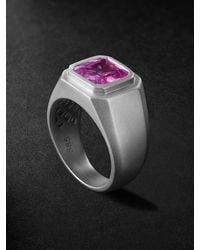 42 Suns - Medium 14-Karat Blackened Laboratory-Grown Sapphire Ring - Lyst