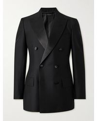 Tom Ford - Double-breasted Satin-trimmed Wool And Silk-blend Tuxedo Jacket - Lyst