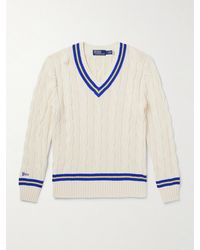 Polo Ralph Lauren - Pullover in cotone a trecce con righe - Lyst