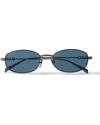 Gucci - Oval-Frame Gunmetal-Tone Sunglasses - Lyst