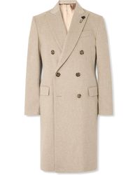 Lardini - Slim-fit Double-breasted Brushed Virgin Wool Coat - Lyst