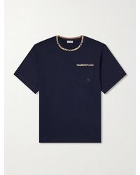 Burberry - Logo-Embroidered Checked Cotton-Jersey T-Shirt - Lyst