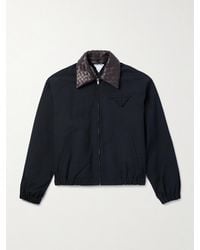 Bottega Veneta - Blouson aus Canvas aus einer Baumwollmischung mit Intrecciato-Lederbesatz - Lyst