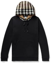 Burberry - Checked Cotton-blend Jersey Hoodie - Lyst