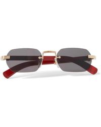 Cartier - Rectangular-frame Gold-tone And Wood Sunglasses - Lyst